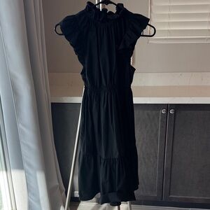 Chic Black Ruffle Midi Dress